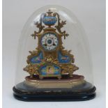 A French gilt metal and Sevres style porcelain mounted mantel clock, late 19th century, the movement
