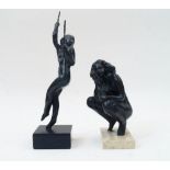 Sydney Harpley RA FRBS, 1927-1992, a bronze of a girl on a swing, on square base, 24.3cm high;