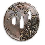 A Japanese tsuba signed Furukawa Jōchin, Edo period, the oval plate decorated to one side with two