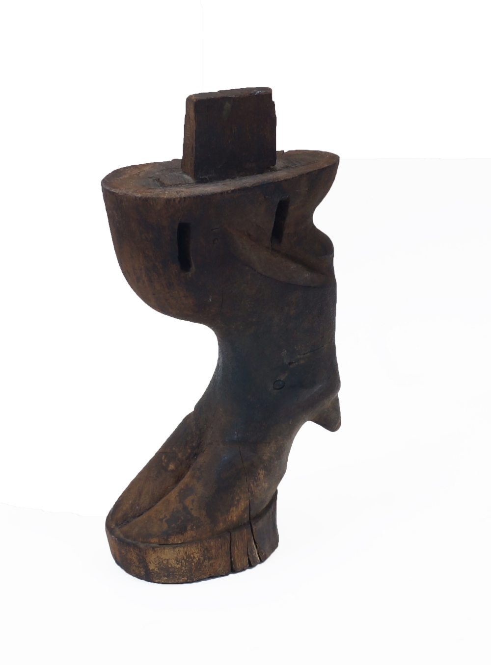 A carved hardwood table leg in the form of a cloven hoof, possibly Chinese, late 19th/early 20th