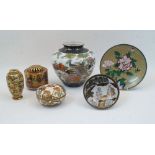 A group of Japanese ceramics, 20th century, comprising: three pieces of satsuma wares - a box and