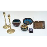 A group of Chinese and Japanese metal and cloisonné-enamel wares, 19th/20th century, comprising: a