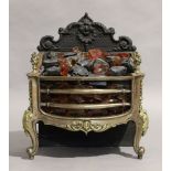 A French rococo style electric fir grate, late 20th century, back plate with scrolling decoration,