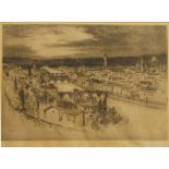 Robert Charles Goff, British 1837-1922- View of Florence; etching, signed 'R. Goff' in pencil (lower