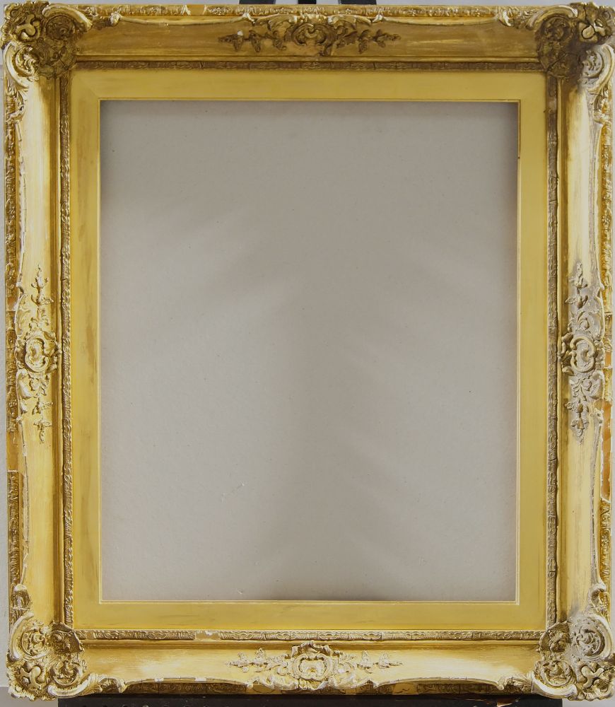 A Gilded Composition Louis XV Style Swept and Pierced Frame, mid-late 20th century, with leaf sight, - Image 4 of 6