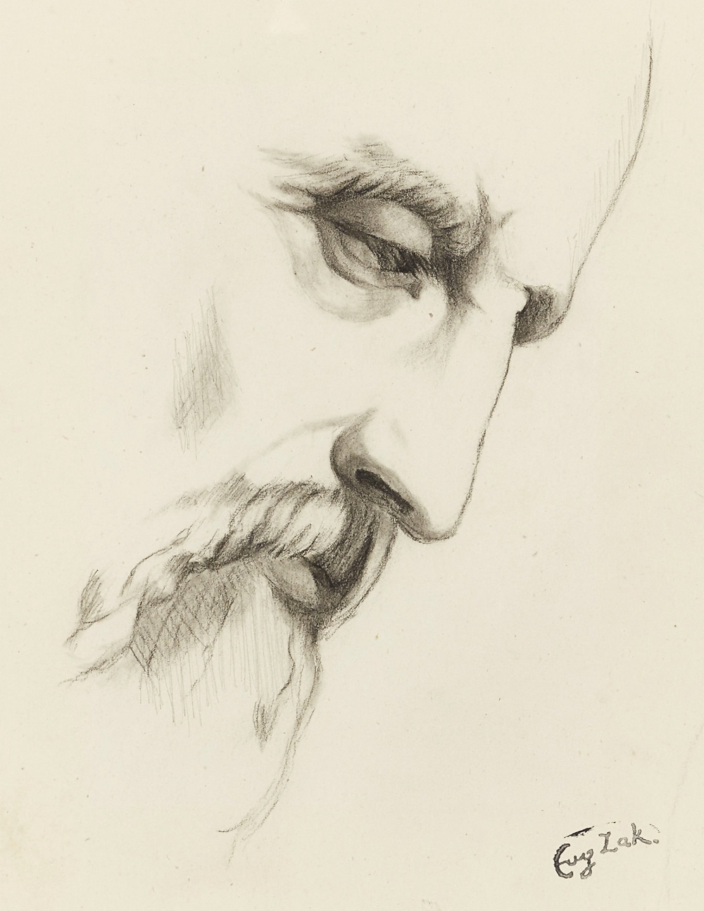 Eugène Zak, Polish 1884-1926-   Profile of a gentleman; pencil on paper, with the Artist's Stamp