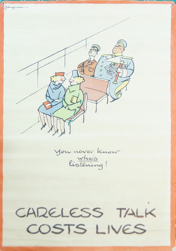 Fougasse, British 1887-1965- Careless Talk Costs Lives, Ministry of War Campaign poster (c.1943);