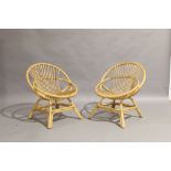 Majdeltier, a pair of bamboo and rattan chairs, of recent manufacture, each labeled to reverse - '