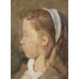 Roy Petley, British b.1951- Head Study of a Young Girl; oil on paper, signed lower left 'Roy
