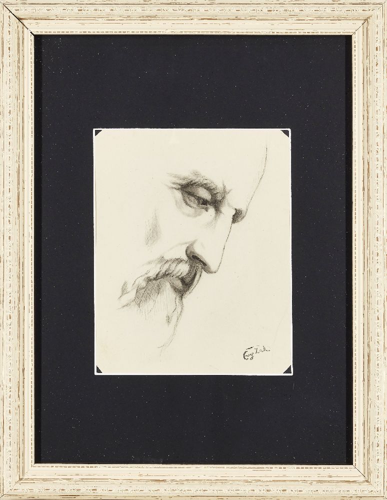 Eugène Zak, Polish 1884-1926-   Profile of a gentleman; pencil on paper, with the Artist's Stamp - Image 2 of 3