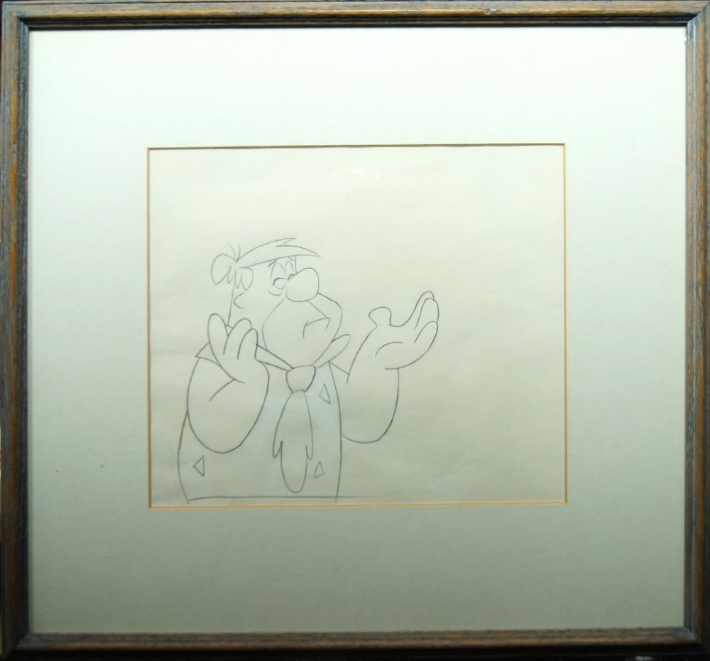 American School, late 20th century- Fred Flintstone; pencil on paper, 21 x 24 cm. Framed, mounted, - Image 2 of 3