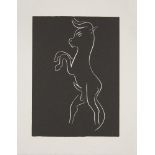 Henri Matisse, French 1869-1954- Jeune taureau, or un meuglement; linocut in black and white on