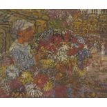 William D. Clyne, Scottish 1922–1981- Flower Seller; oil on canvas, 64 x 76 cm Provenance: the