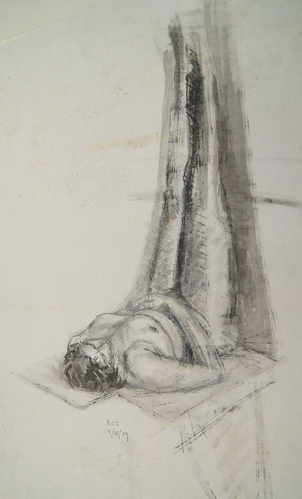 Ben Sunlight, British 1935-2002- Study of a female nude; charcoal on paper, signed and dated 'Ben - Image 2 of 5
