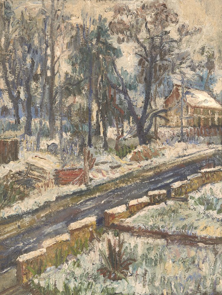 Ernst Eisenmayer, Austrian/British 1920–2018- Winter Solna Ave, 1956; oil on canvas, signed with