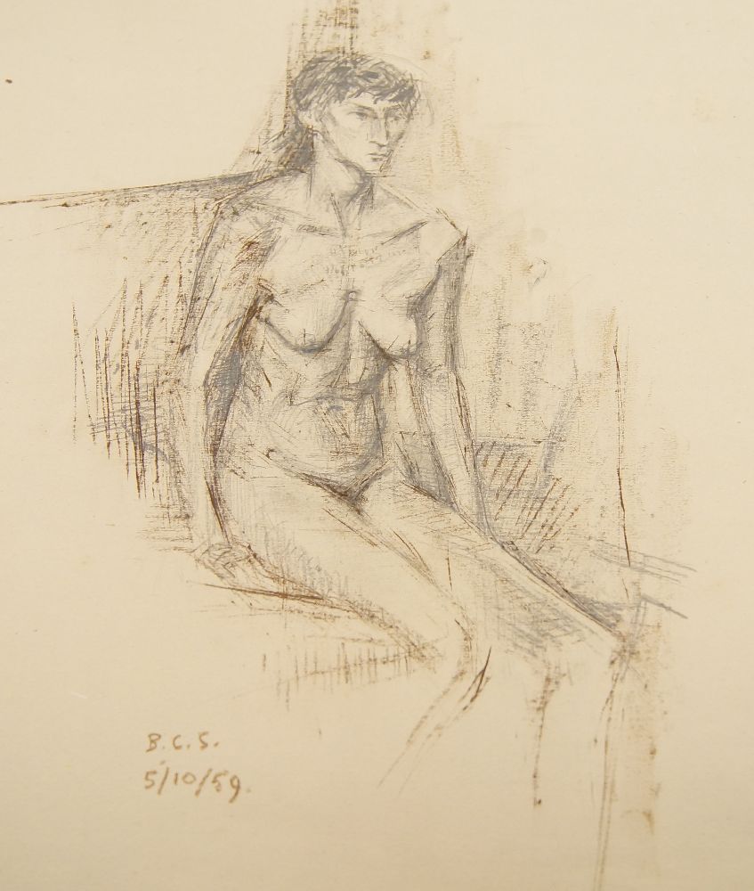 Ben Sunlight, British 1935-2002- Study of a female nude; charcoal on paper, signed and dated 'Ben - Image 4 of 5