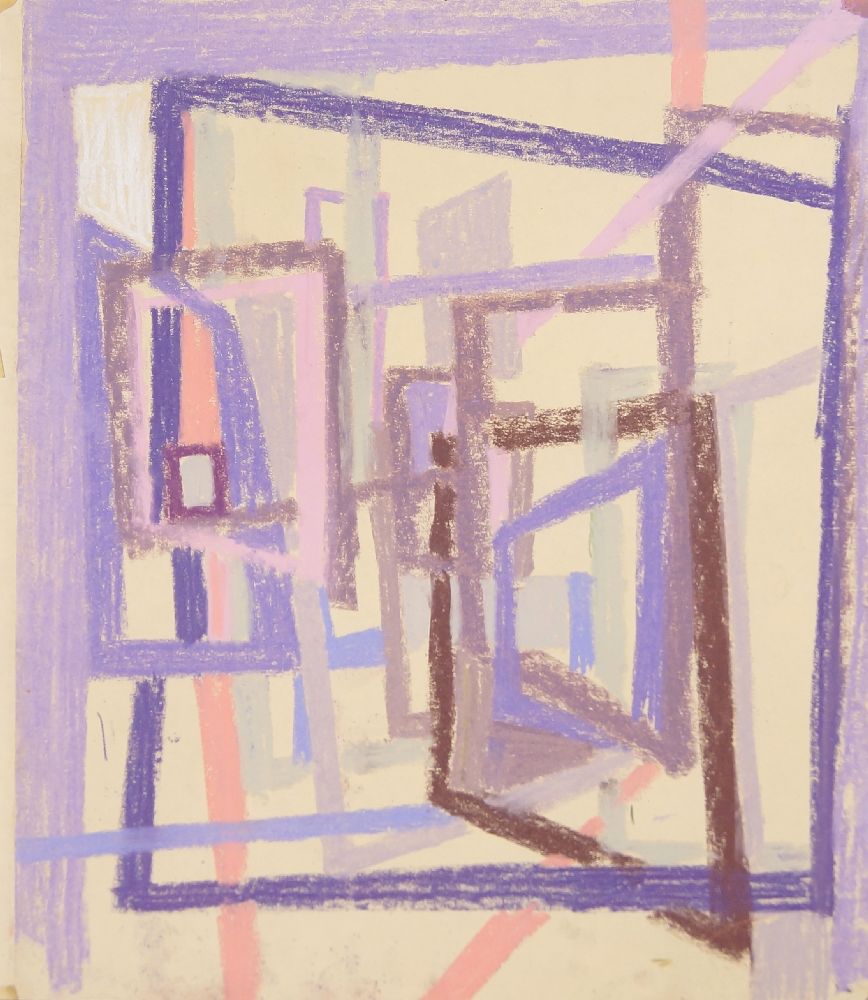 Francis Carr, Hungarian/British 1919-2013- Structure, Windows; pastels on paper, titled to the