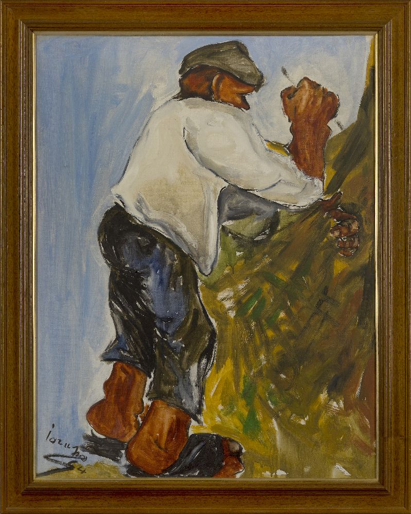 Angelo Iarusso, Italian 1923-1990- Portraits of working men; oils on canvas, two, one signed and - Image 5 of 6