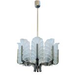 Carl Fagerlund (1915-2011) for Orrefors, Eight light chandelier, circa 1970, Glass, steel, 83cm