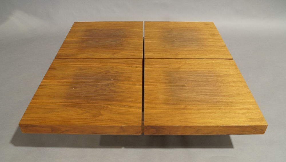 A Contemporary walnut veneered low coffee table, with sliding mechanism enclosing storage - Image 3 of 3