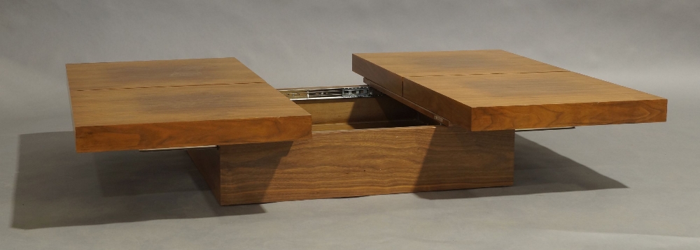 A Contemporary walnut veneered low coffee table, with sliding mechanism enclosing storage - Image 2 of 3