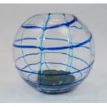 A monumental contemporary art glass vase / storm shade, recent manufacture, of spherical form, in