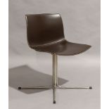 Arper for Habitat, a contemporary leather and chromed swivel chair, of recent manufacture, with