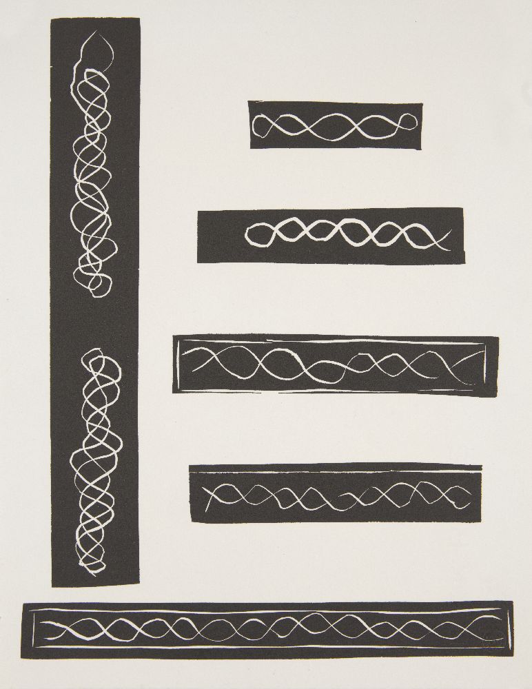 Henri Matisse, French 1869-1954- Onze variantes, from Pasiphae (3); linocut in black and white on