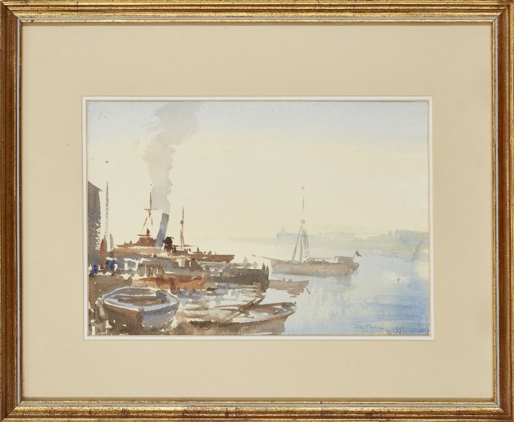 Roy Petley, British b.1951- Port scene, 1985; watercolour on paper, signed and dated lower right ' - Image 2 of 3