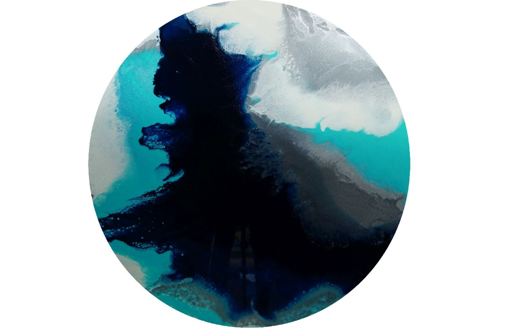 Natalie Muir, British, late 20th/early 21st century- Blue Triptych I-III; resin, acrylic inks and - Image 3 of 3