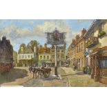 Jack Cross, British, 20th century- Market Square, Westerham; oil on board, signed and titled along