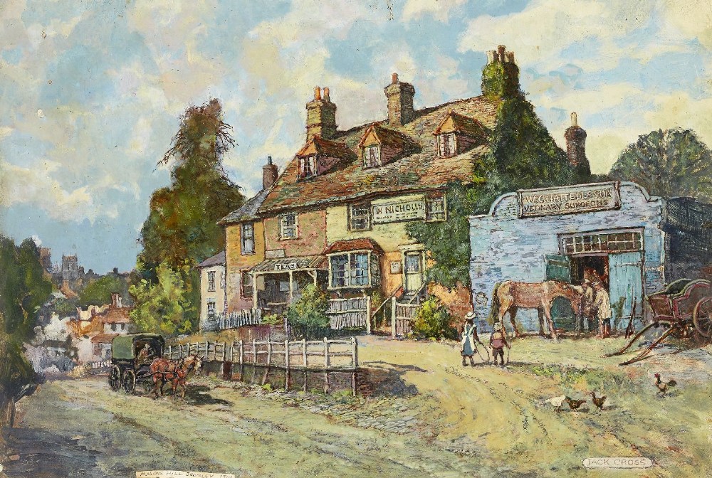 Jack Cross, British, 20th century- Bromley Market (Towards East Street); oil on card, signed and - Image 3 of 8