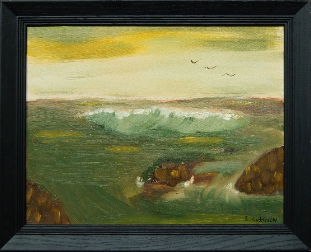 G. Anderson, British school, late 20th century- Seascape; oil on canvasboard, signed 'G. - Image 2 of 3