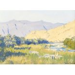Julian Barrow, British 1939– 2013- Wadi near Nizwa; oil on canvas, signed lower right 'Julian