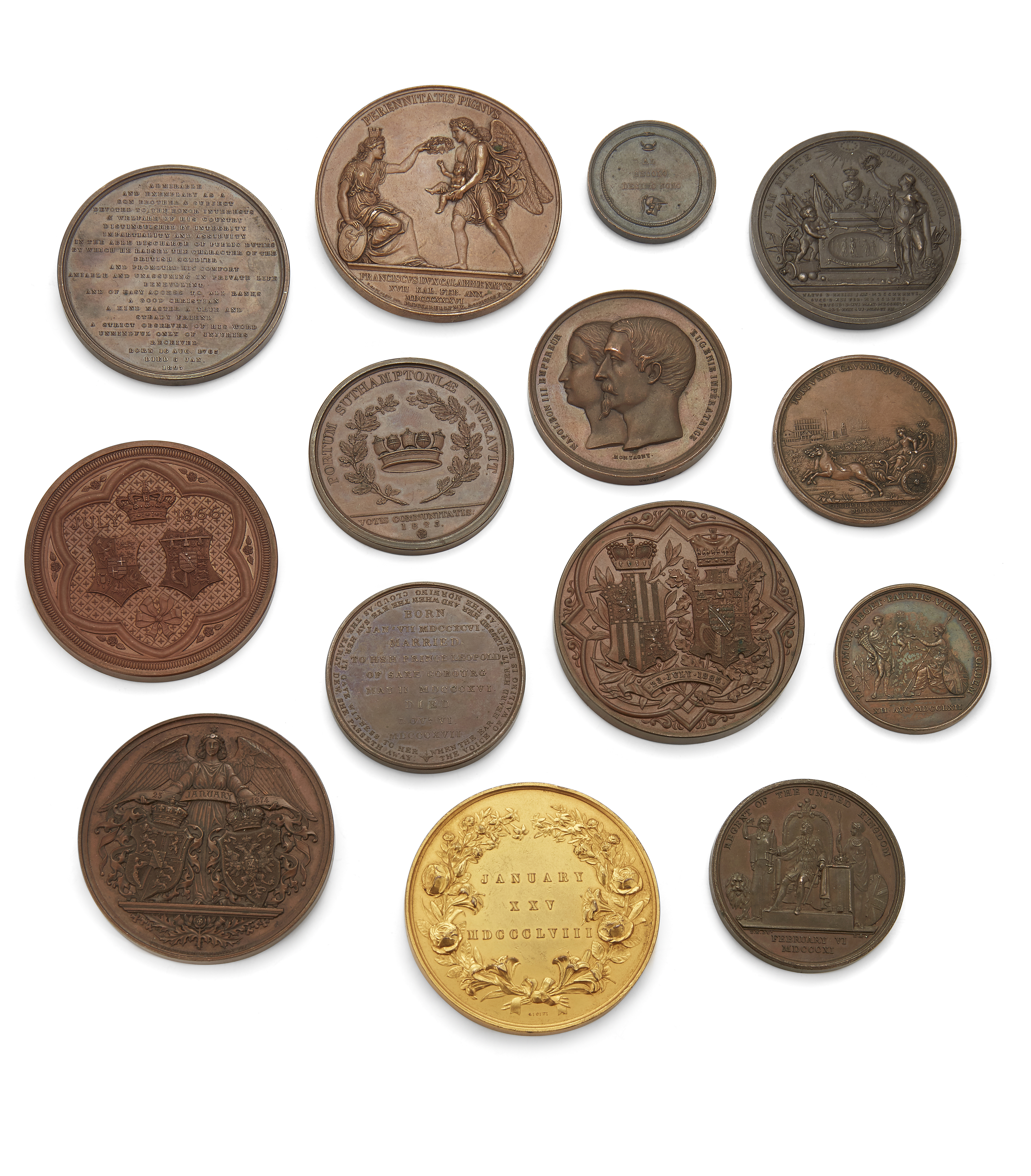 A collection of bronze medallions, to include: one with conjoined busts of Marie Alexandrowna and... - Image 2 of 2