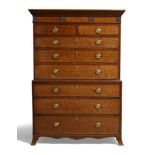 A George III mahogany chest-on-chest, c.1780, the moulded stepped cornice above an arrangement of...