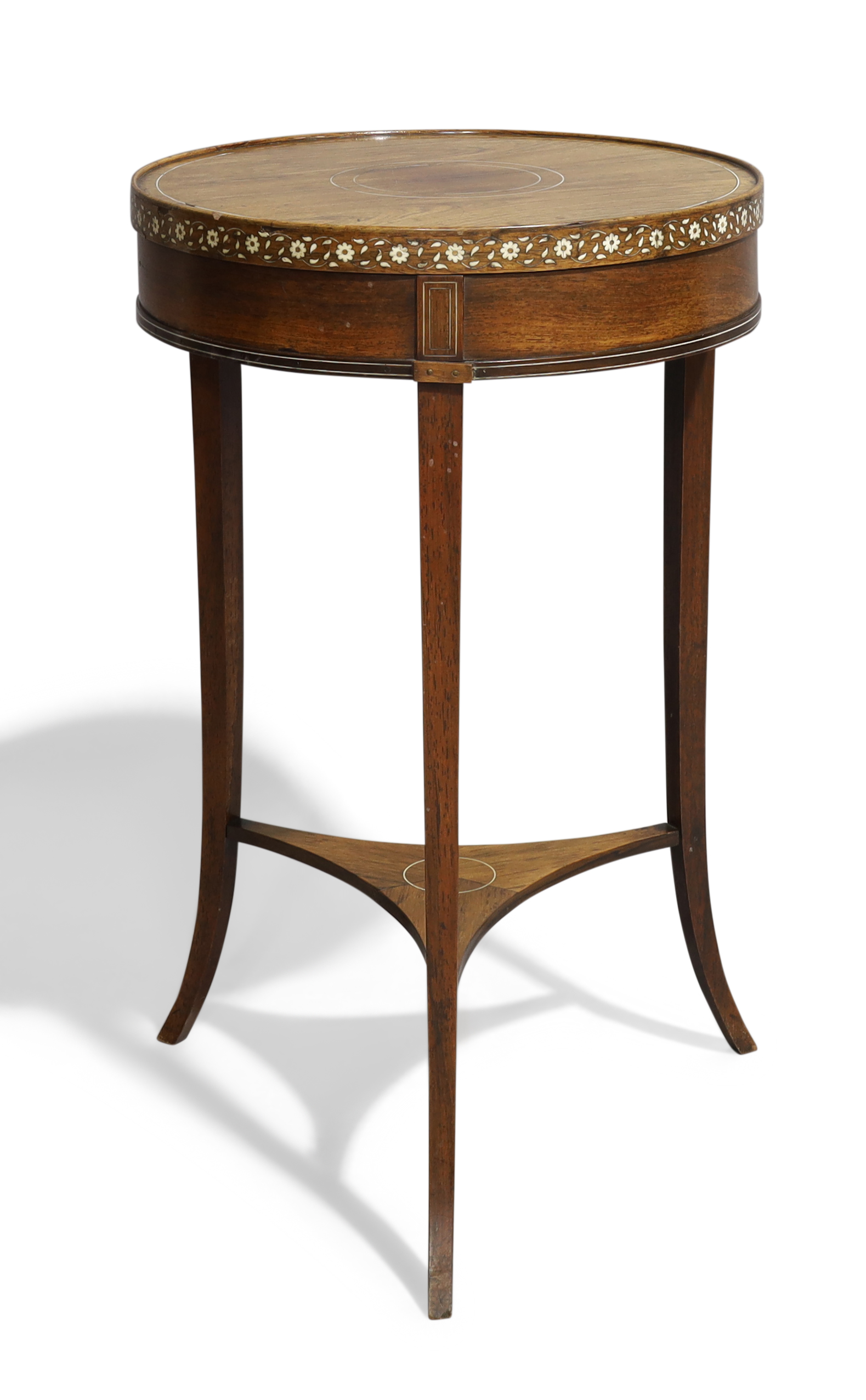 A Regency rosewood jardinière stand, c.1820, ivory inlaid, the circular top raised on square tape... - Image 2 of 4