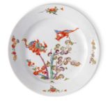 A Meissen porcelain Kakiemon plate, c.1735, blue crossed swords mark, Drehers impressed double ci...