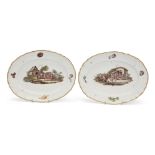 A pair of Höchst porcelain shaped oval dishes, c.1770, blue crowned wheel mark and incised z3-1 t...