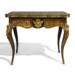 A French Boulle work fold over card table
