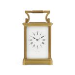 A French gilt-brass carriage clock, by Mappin & Webb, last quarter 19th century, the corniche cas...