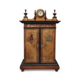 A Swiss walnut 'Britannia' upright music box, late 19th century, the double steel comb movement m...