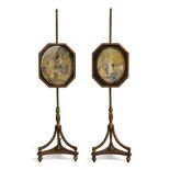 A pair of Regency giltwood pole screens