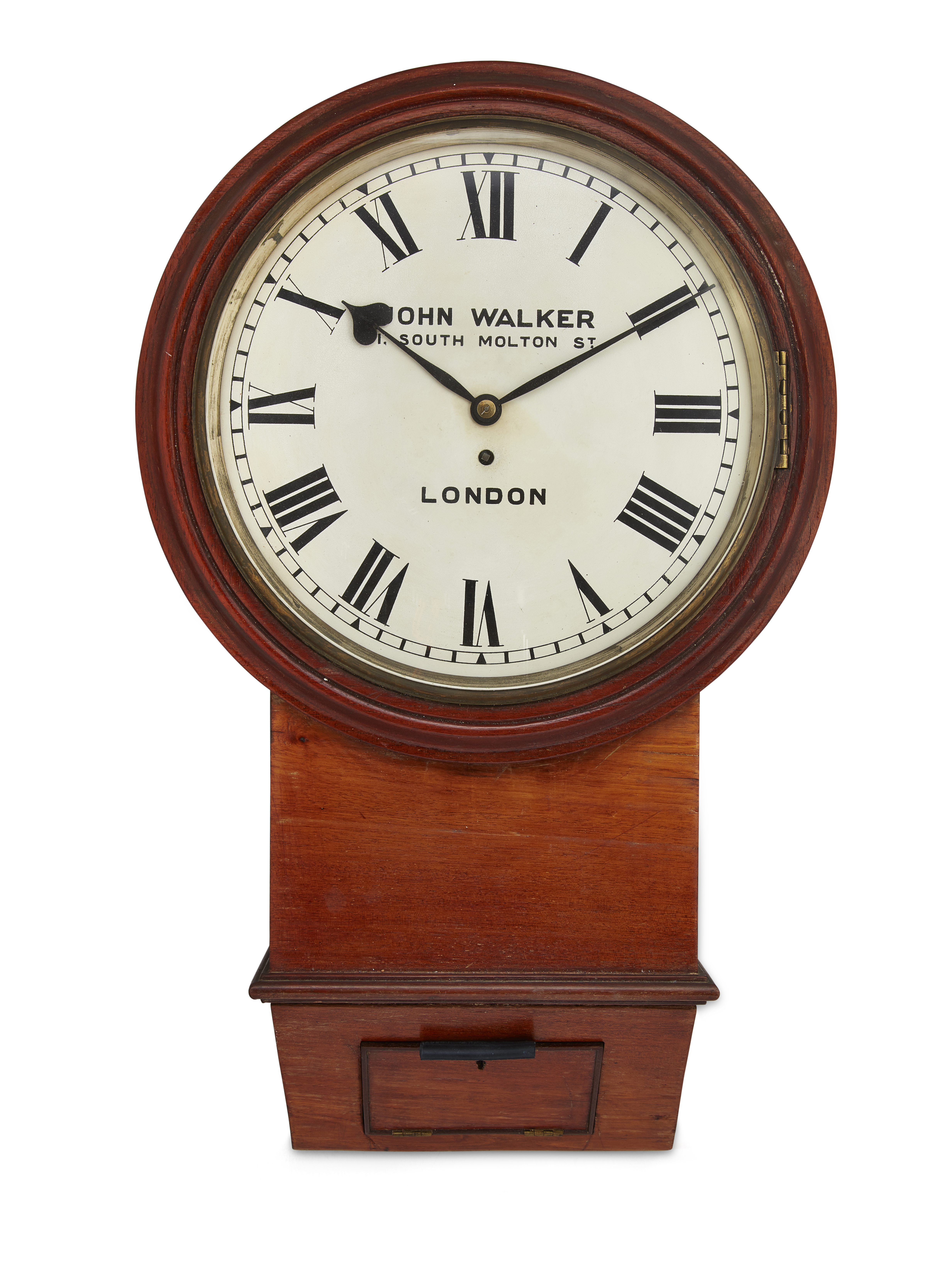 AMENDMENT - PLEASE NOTE THAT THIS IS A RAILWAY 'TYPE' CLOCK A mahogany drop dial Railway clock, ...