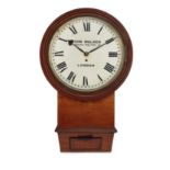 AMENDMENT - PLEASE NOTE THAT THIS IS A RAILWAY 'TYPE' CLOCK A mahogany drop dial Railway clock, ...
