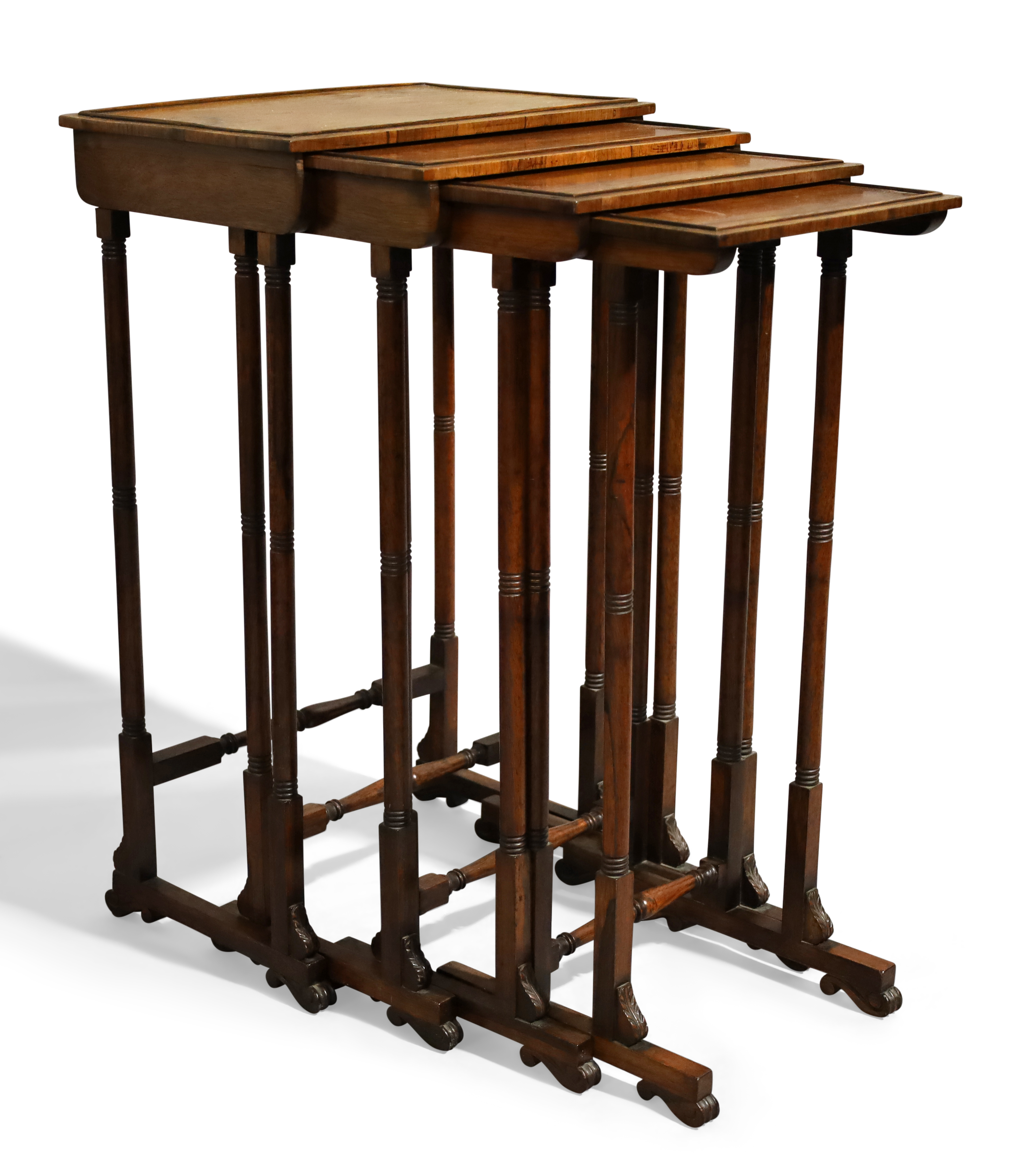 A William IV rosewood nest of quartetto tables