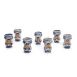 A group of seven Italian miniature maiolica albarelli drug jars