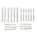 A set of Edwardian silver fish knives and forks, Sheffield, 1904, William Hutton & Sons, the six ...