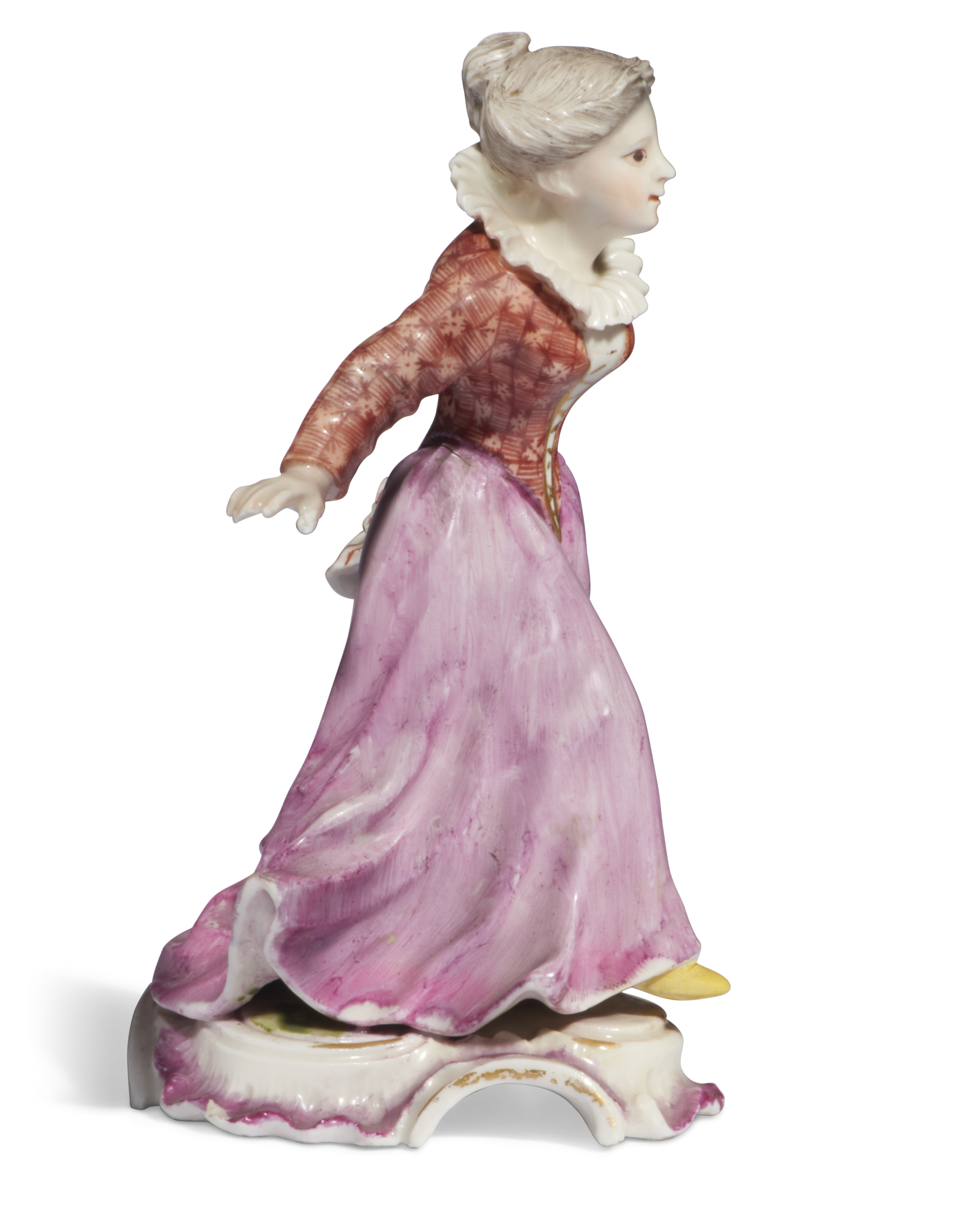 A Frankenthal porcelain figure of a lady, possibly a character from the Commedia dellArte, c.1756... - Image 4 of 4