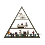 Tony Mann, 1927-2013, Pyramid of Power, a hand-operated automaton, painted wood, wire rod, brass,...